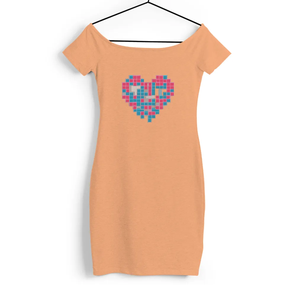 Custom Tetris Heart Design: A Nostalgic Homage to Retro Gaming|90s color block t shirt