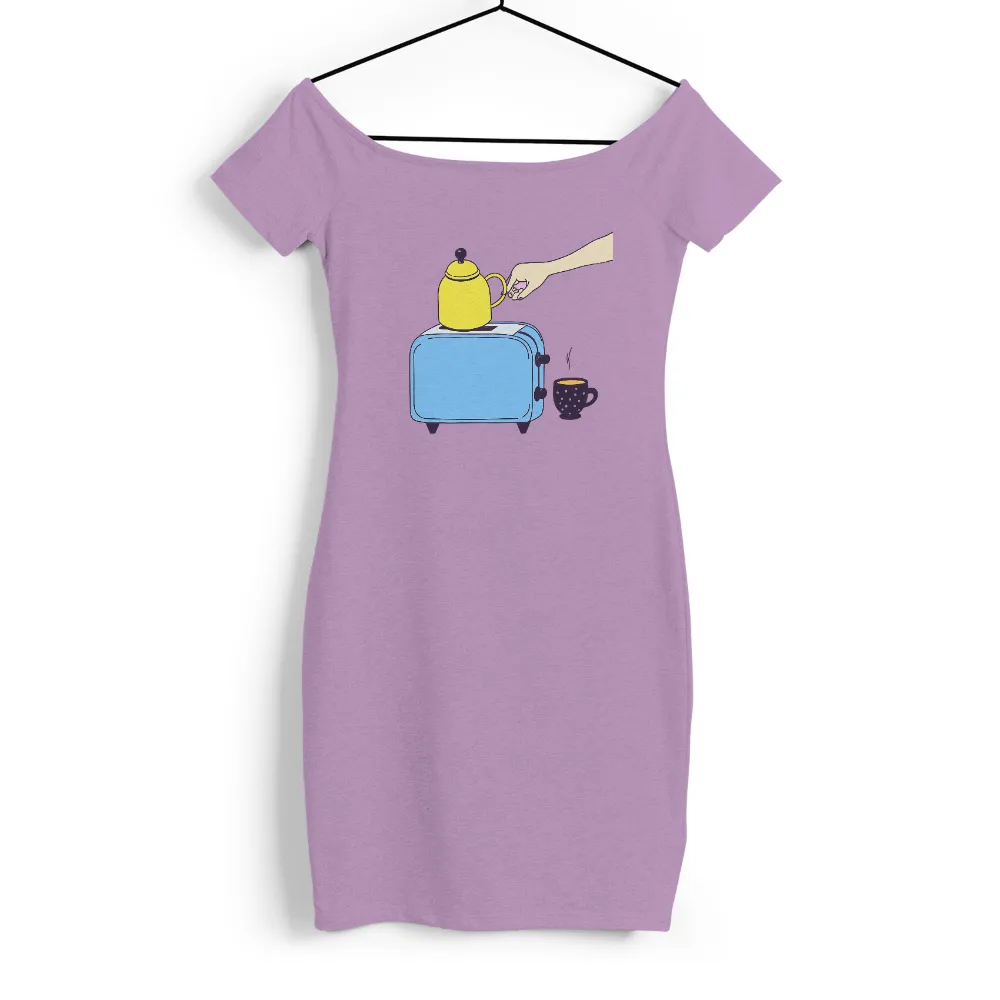 Graphic Tees: Morning Tranquility - Cozy Breakfast Vibes|Yellow teapot on blue toaster