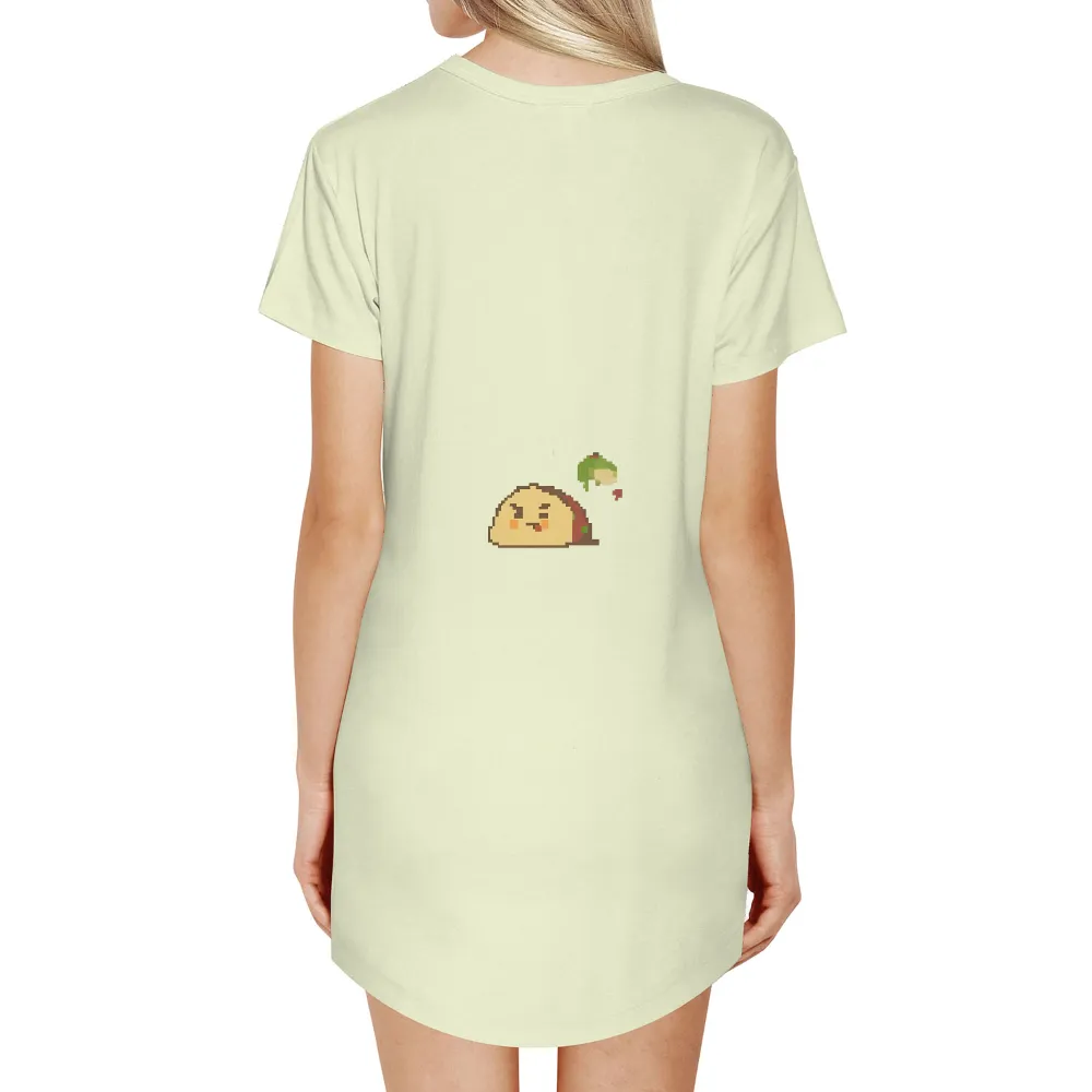 Shirts Graphic Tees: Pixel Art Taco with Broccoli - Whimsical Comfort Food|fun summer button down shirts