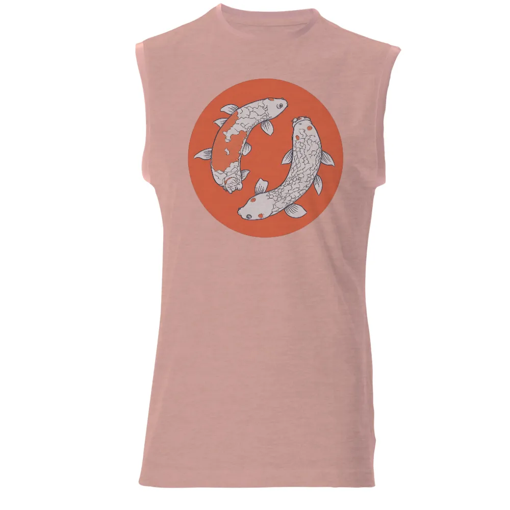 Customized Tee Shirts: Koi Fish - Symbol of Tranquility and Balance|Two koi fish swimming in harmony