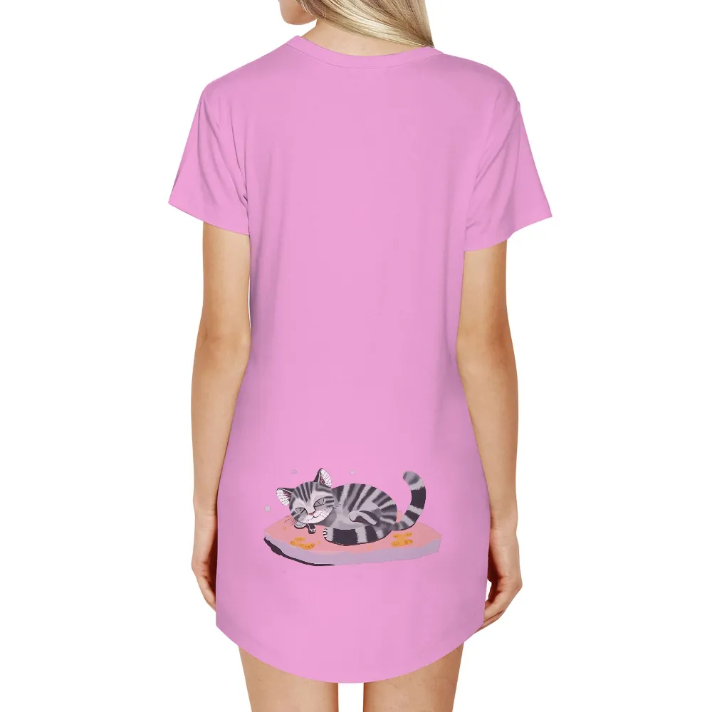 T-Shirt Printing: Whiskers' Dreamy Nap with Fish-Shaped Cookies|cartoon cat t shirt roblox