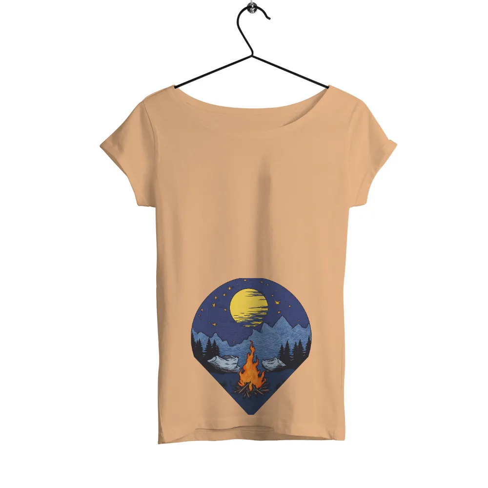 Tee Shirt Printing: Bonfire Under the Stars - Nature's Warmth|camping drinking shirt