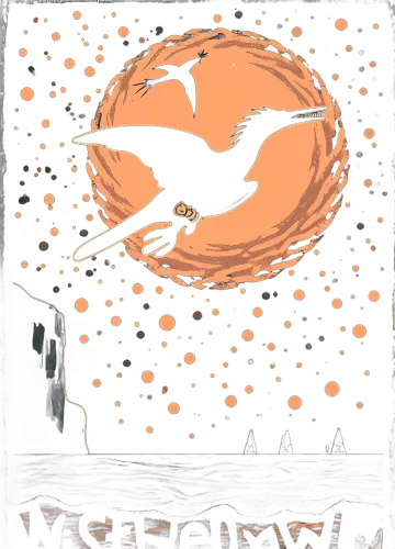 Custom Tee Shirts: Whimsical Bird Soaring Under the Full Moon