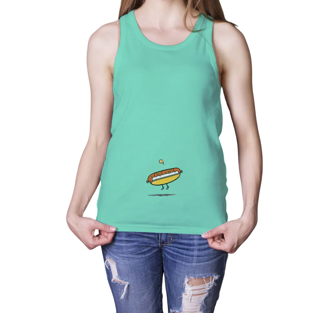 TShirt Printing: Whimsical Hot Dog Adventure - Funny & Quirky Design| mustard