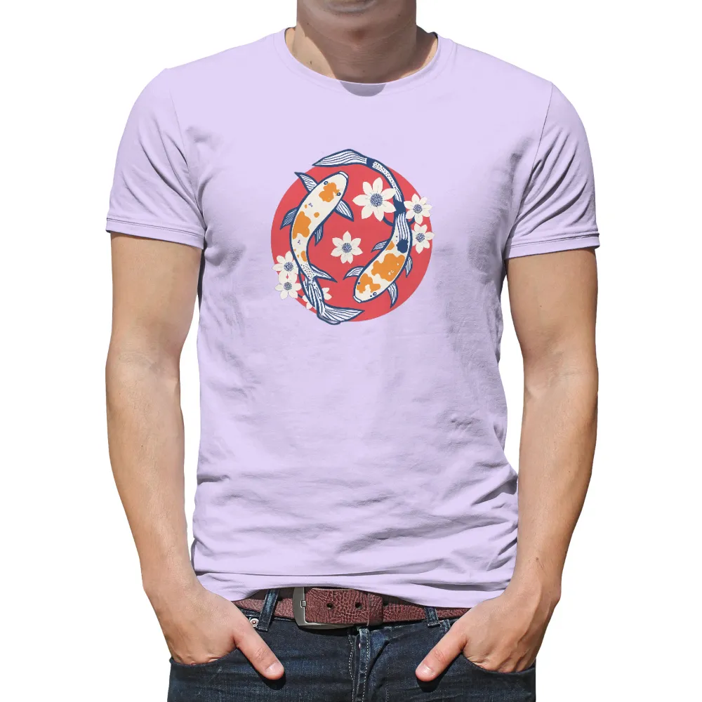 Graphic Tees: Koi Fish Harmony - Traditional Japanese Art| Circle of life representation