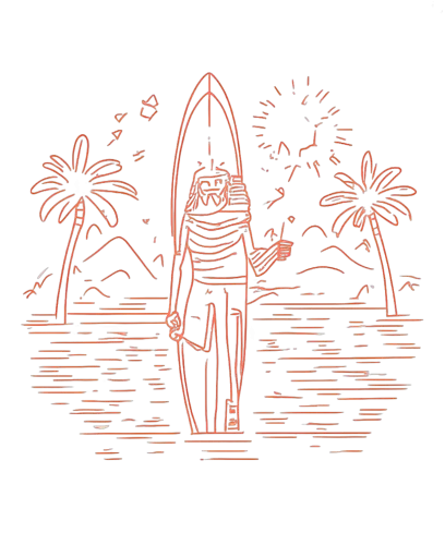 Vintage Surfer Design with Palm Trees and Sunset: Embrace the Surfing Spirit