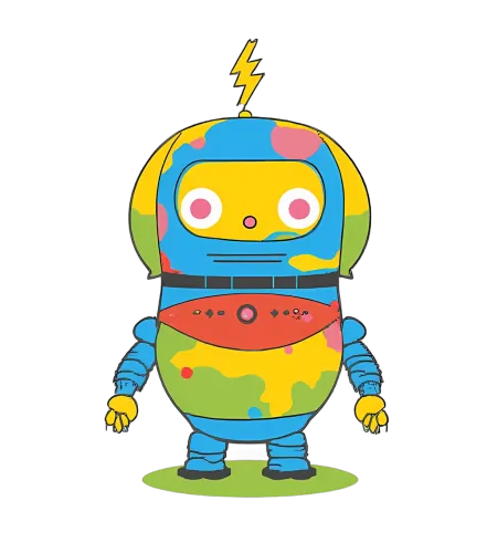 Custom Retro Robot Design with Vibrant Colors and Lightning Bolt