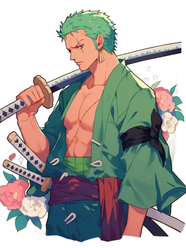 Zoro with Floral Background - one piece with shirt