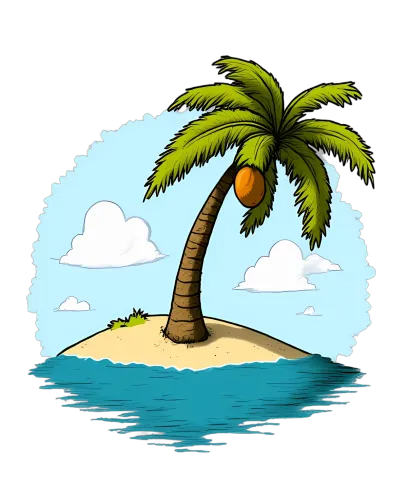 Serenity Island: Tee Shirt Printing with Palm Tree and Coconut