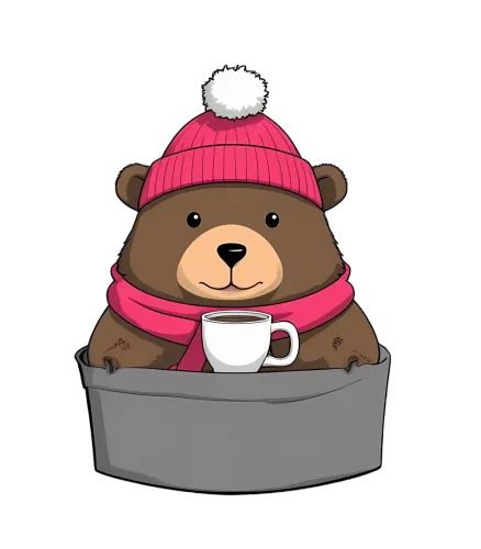 Tee Shirt Printing: Cozy Winter Bear with Hot Cocoa