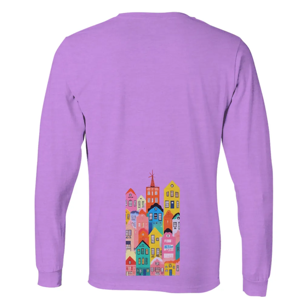 Shirts Graphic Tees: Whimsical City Life in Colorful Buildings|nfl love for damar shirt