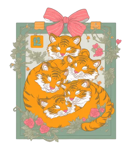 Custom Tee Shirts: Tiger Family Tranquility