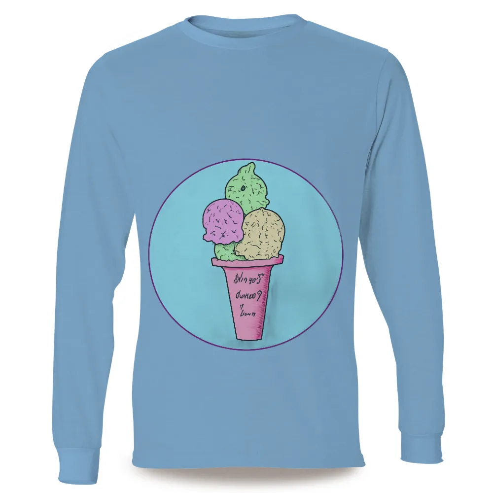 Tee Shirts Printed: Whimsical Ice Cream Cone - Summer Memories| mint chocolate chip