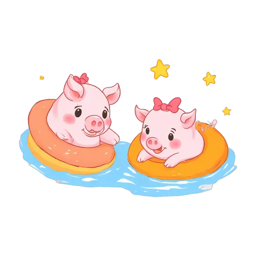 Graphic Tees: Adorable Pigs Floating on Inner Tubes