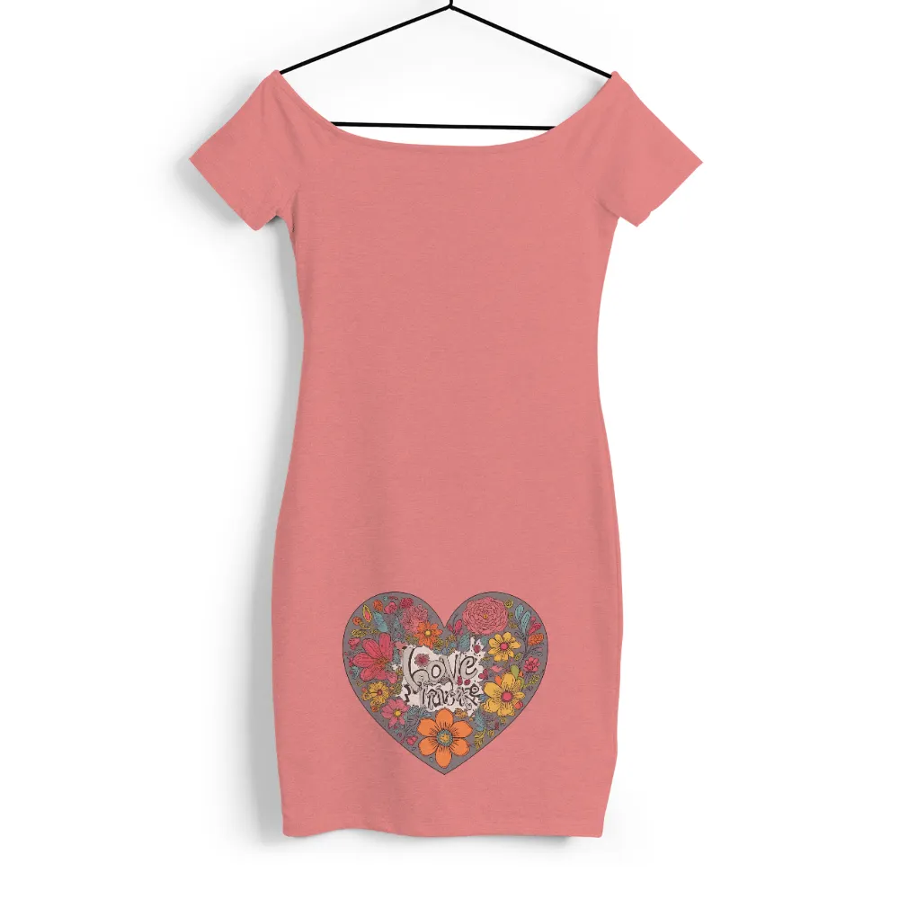 T-Shirts Pattern: Love in Bloom - Artistic Floral Heart Design|rainbow sequin heart t shirt