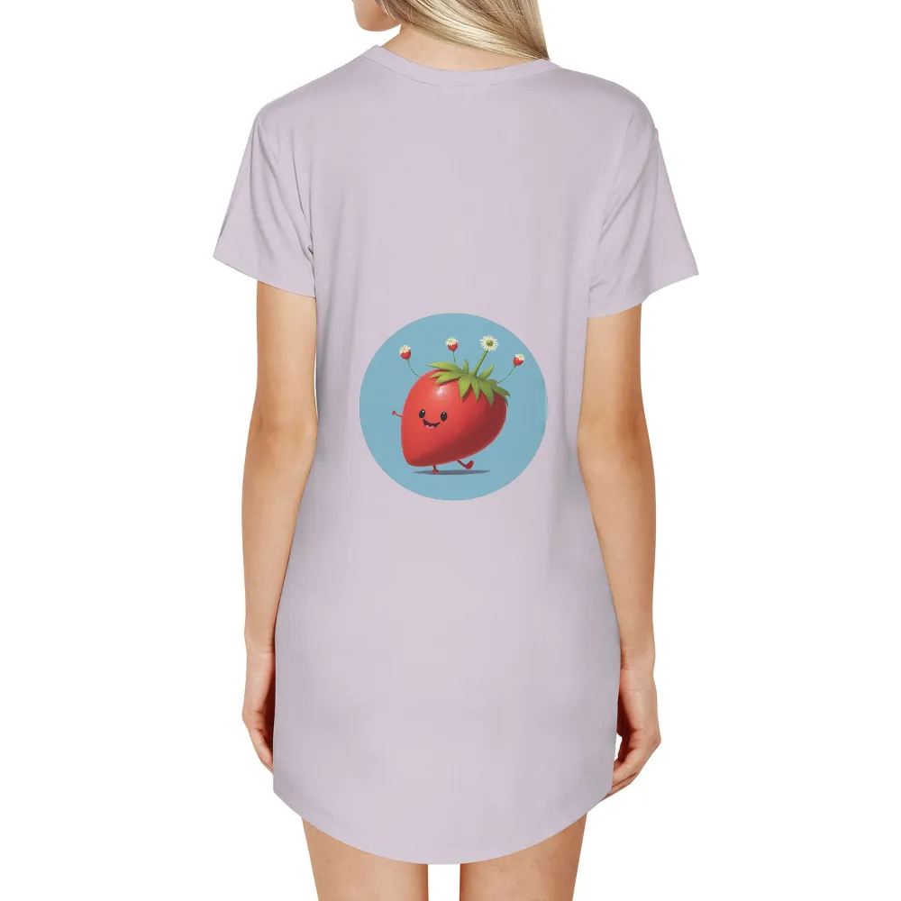 TShirt Design: Sunny the Cheerful Strawberry|long sleeve cooling shirts for summer