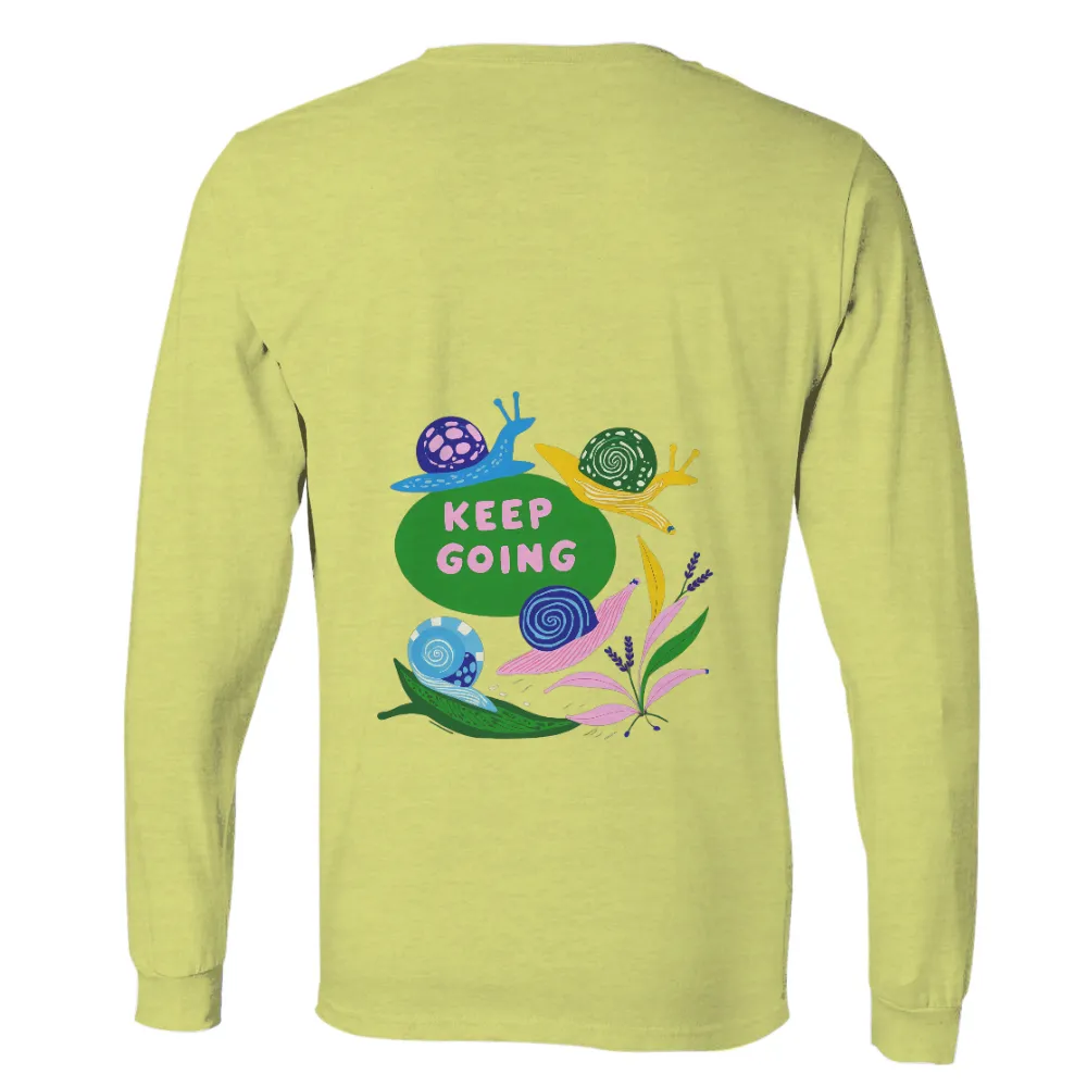 Customized Tee Shirts: Keep Going - Snails of Perseverance| Lemon snail with bright yellow and white shell