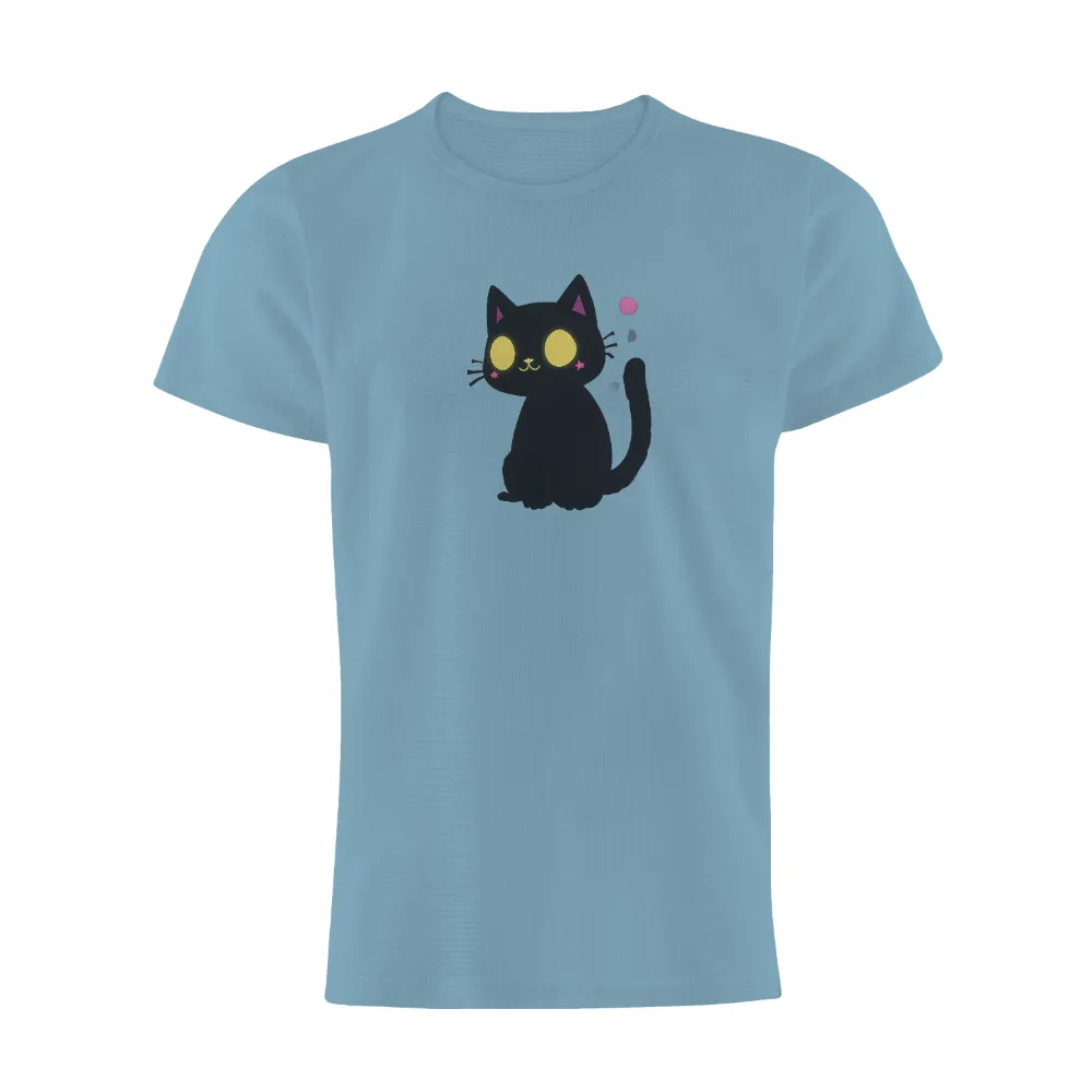 Tee Shirt Printing: Enchanting Black Cat with Glowing Eyes|pokemon magic shirt