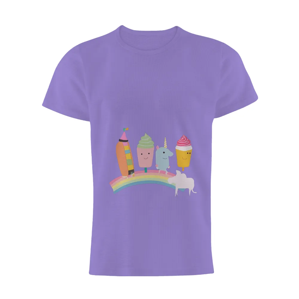 Customized Tee Shirts: Whimsical Rainbow Friends - Magical Childhood Imagination|proud mom rainbow shirt