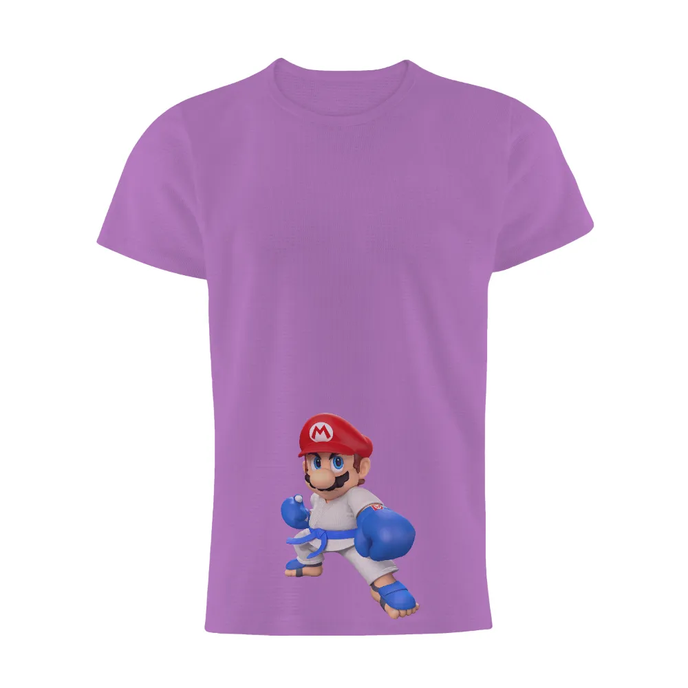 T-Shirt Printing: Karate Video Game Character with Boxing Gloves|cartoon character long sleeve shirts