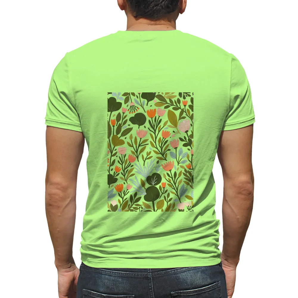 Custom T-Shirt Printing: Vibrant Flowers and Leaves from a Secret Garden|milano calou vibrant summer shirt