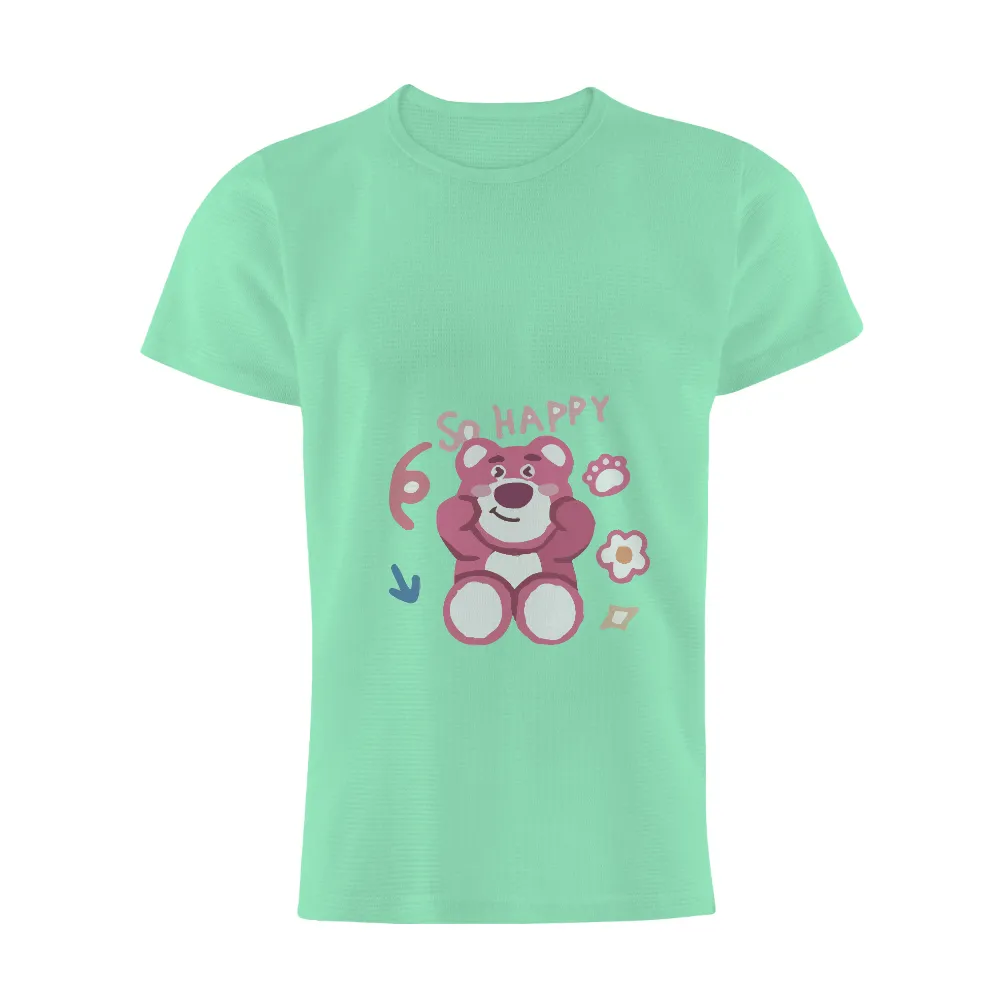 TShirt Printing: So Happy Pink Bear - Cheerful and Uplifting Design|new era x takashi murakami flower long sleeve tee