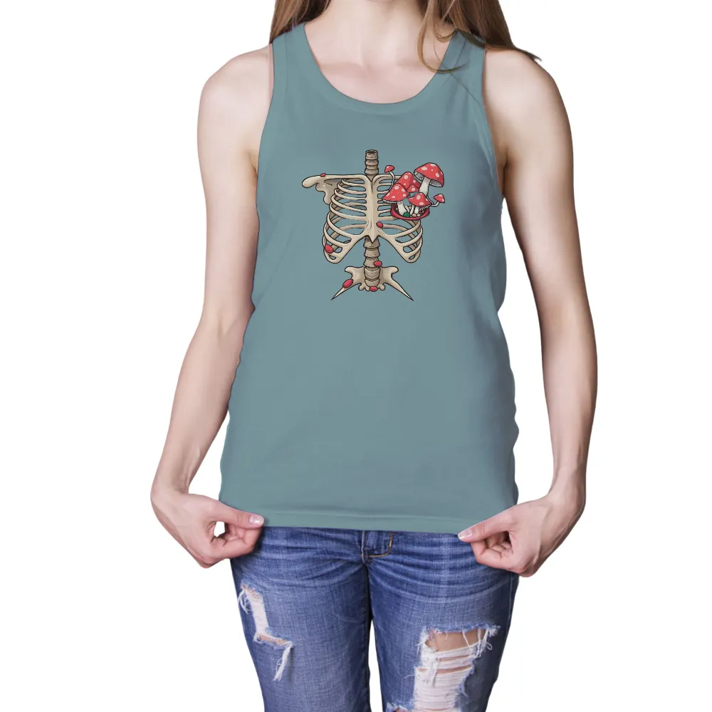 Custom Tee Shirts: Ribcage Mushrooms - Fantasy Art| vibrant mushrooms