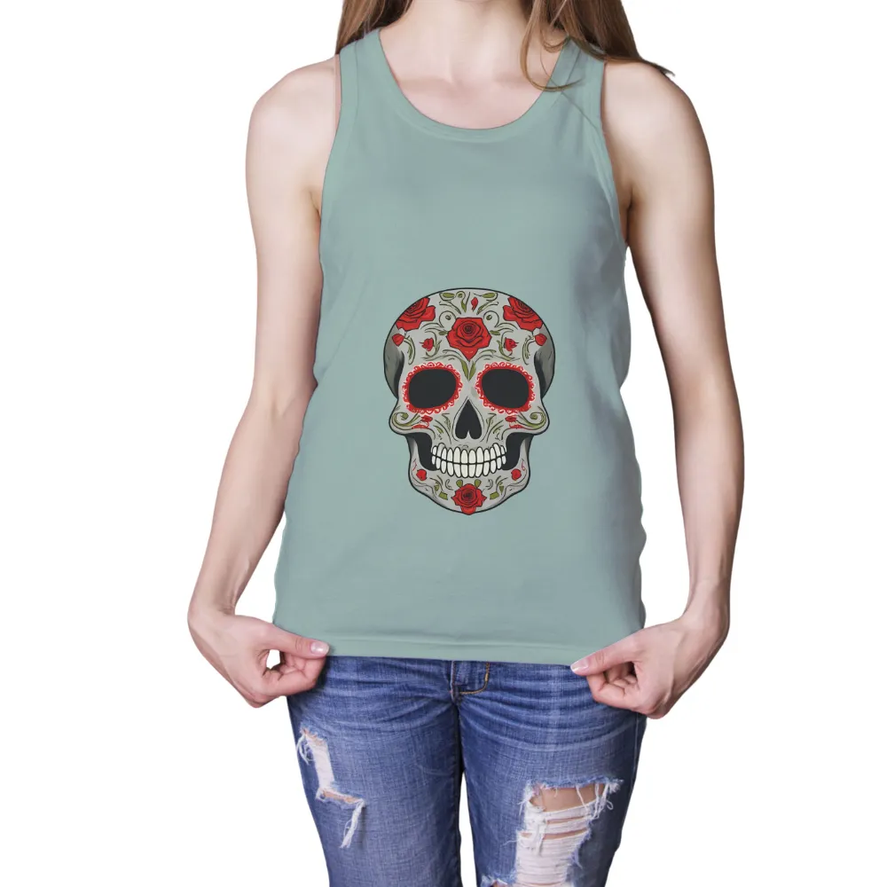 Sugar Skull T-Shirt Design: Honoring Life and Death|day of the dead skull t shirt