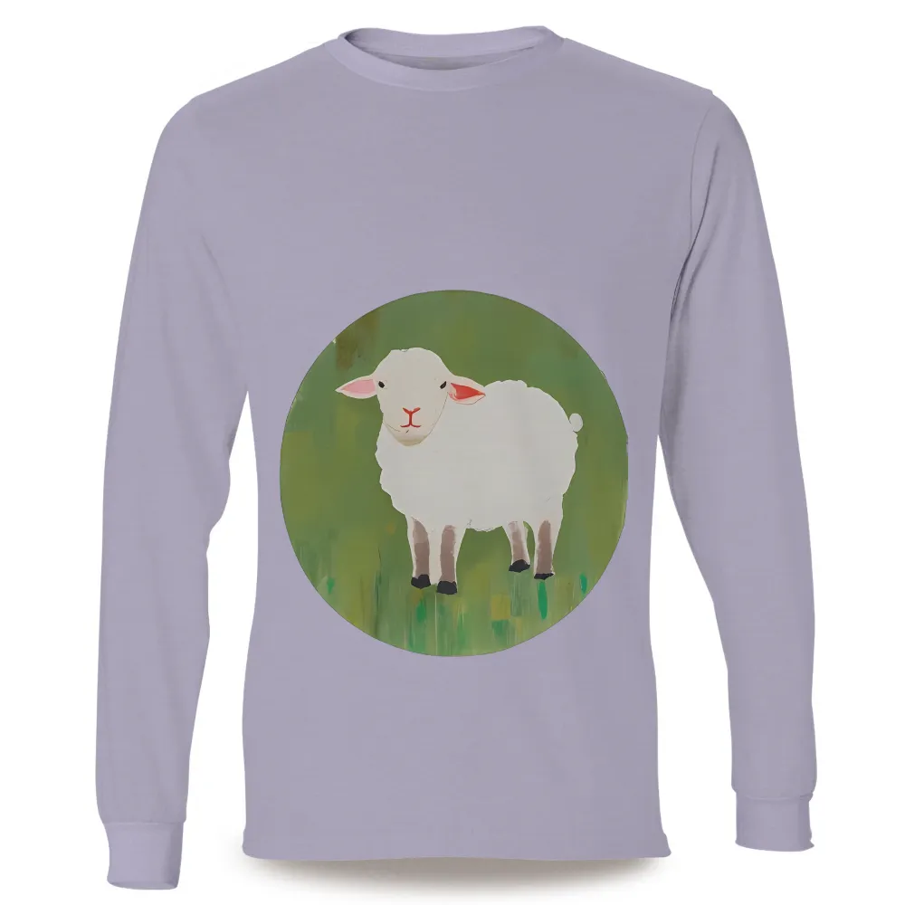 TShirt Design: Minimalist Sheep in a Green Field|gildan heavy cotton t shirt military green m