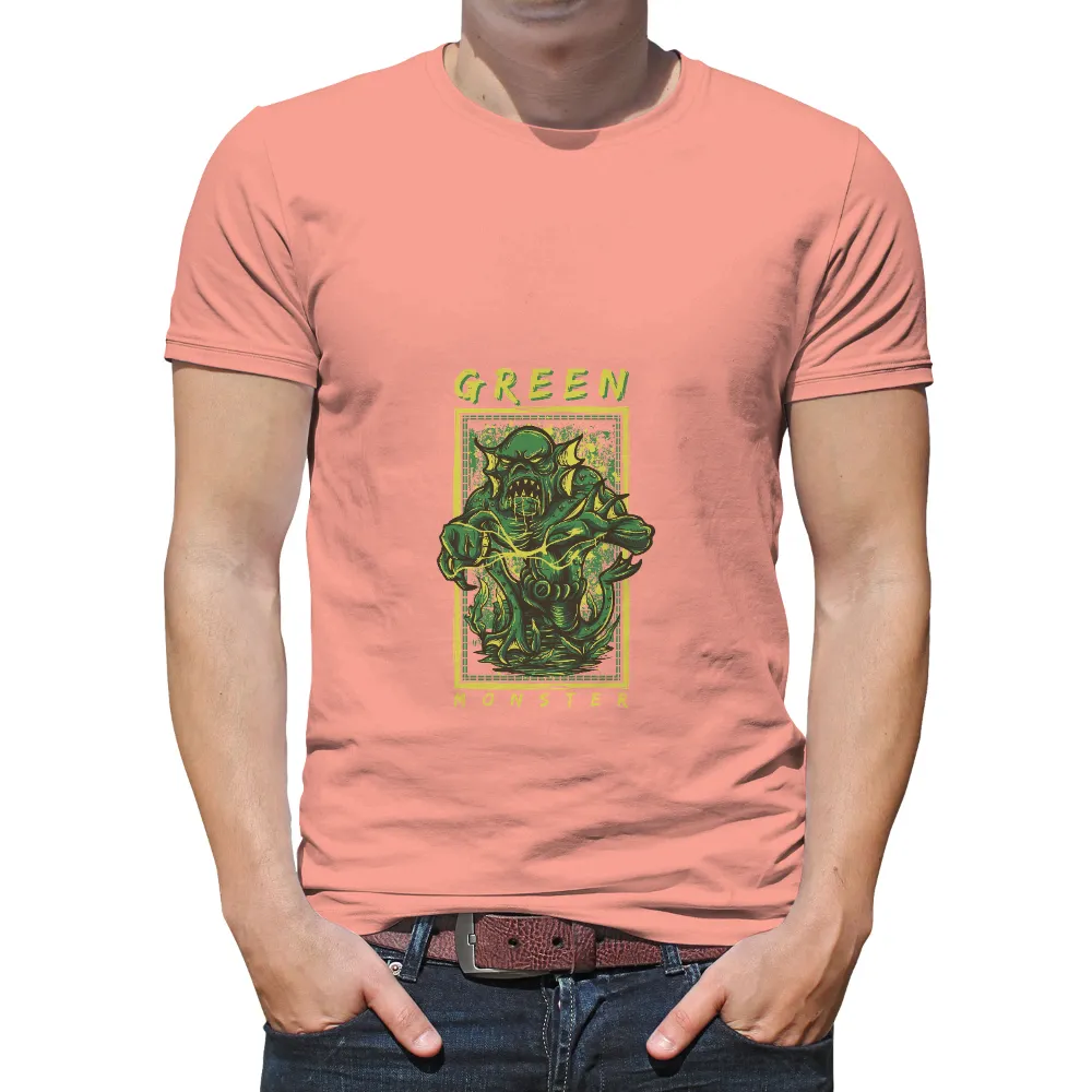 Shirts Graphic Tees: Green Monster - Nature's Protector|milano calou vibrant summer shirt