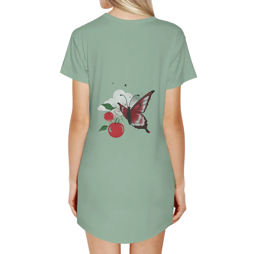 Shirts Graphic Tees: Scarlet Butterfly and Cherry Blossom - Artistic Designs|ganni t shirt butterfly