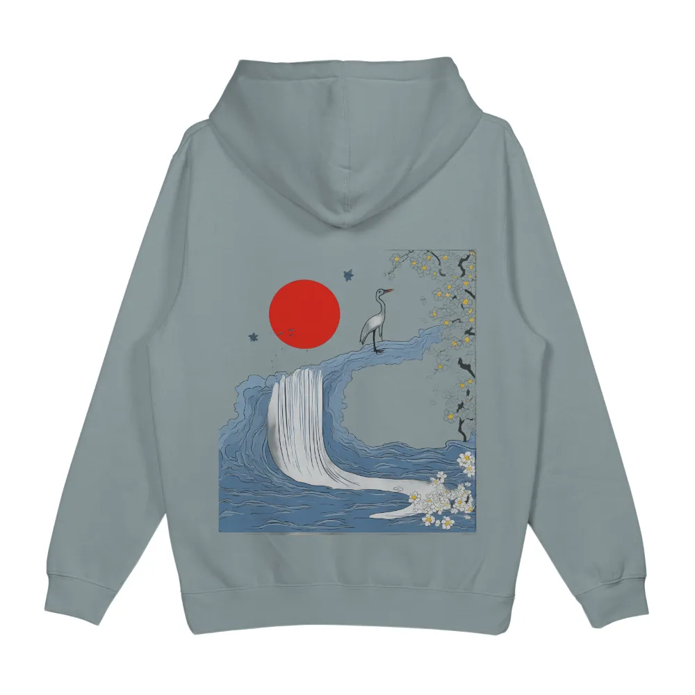 Tee Shirt Printing: Crane on Wave Under Red Moon|van gogh starry night tee shirt