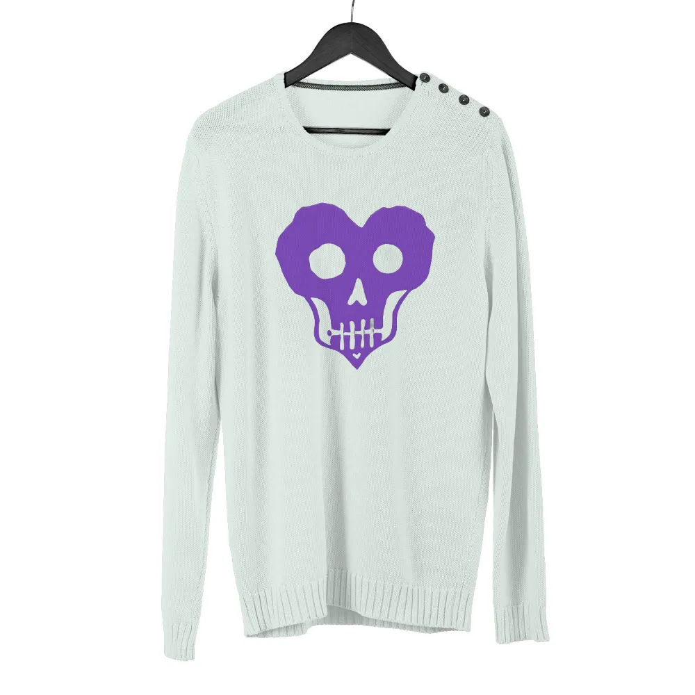 T-Shirts Pattern: Heart Skull in Purple - Artistic Love Design|Heart-shaped skull in purple