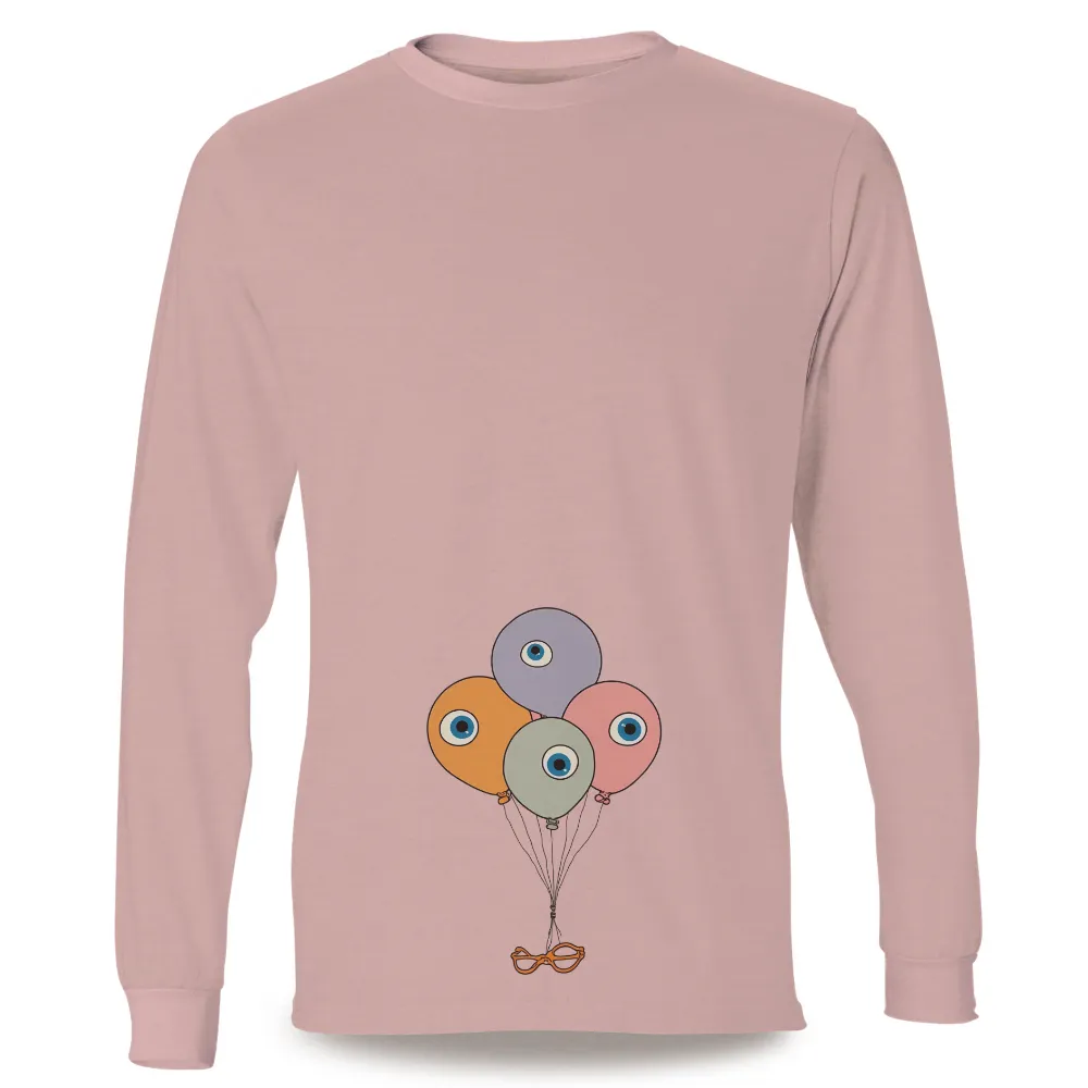 T-Shirts Design: Balloons with Eyes - Curiosity and Discovery|men's art cotton colorful printed loose casual shirts