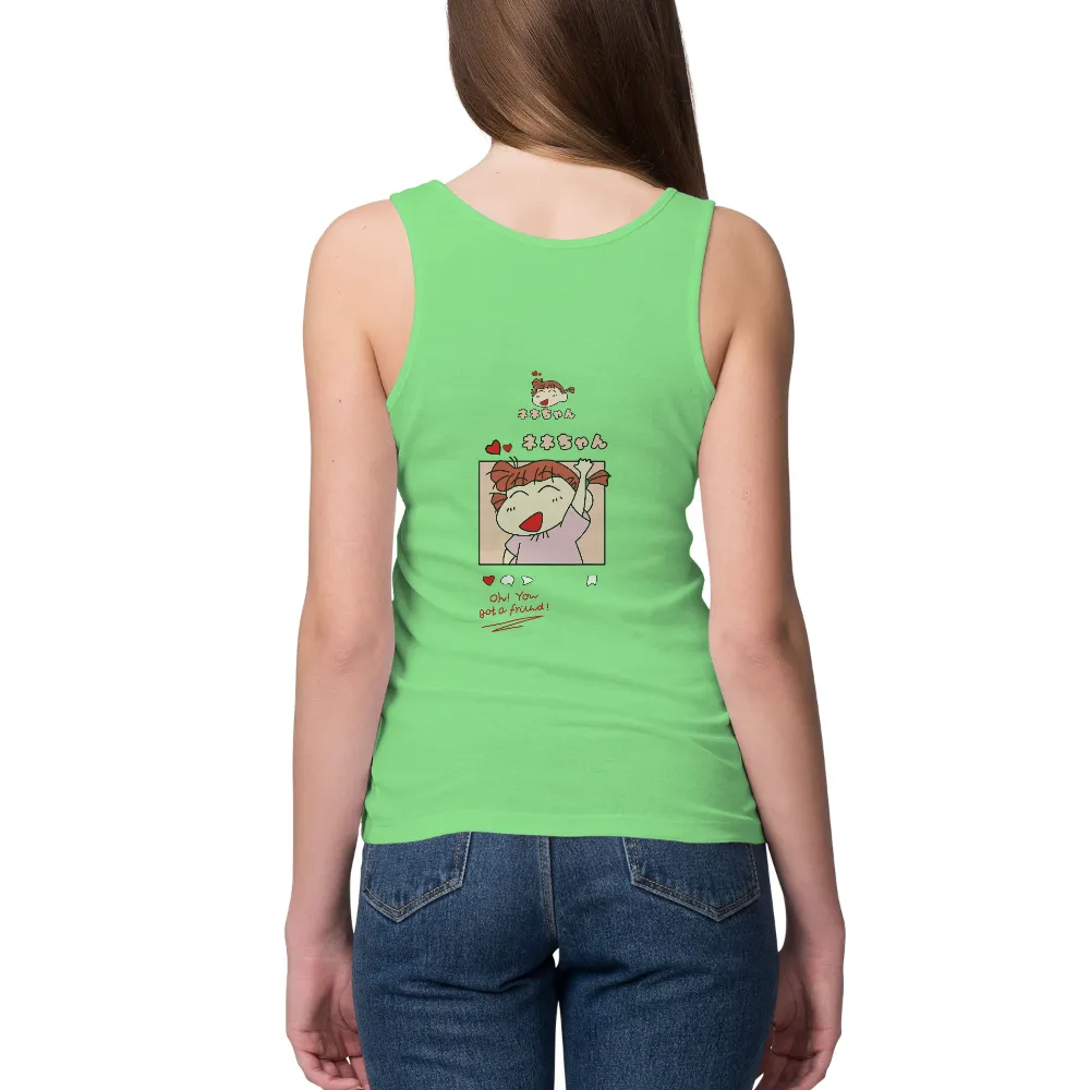 TShirt Design: Nene-chan - Friendship and Happiness|cartoon bear print colorblock oversized tee