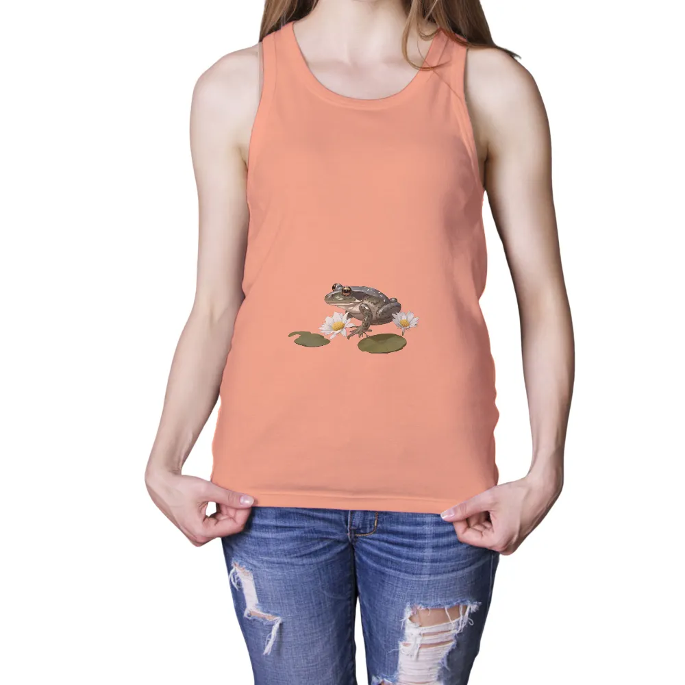 Frog on Lily Pad: A Symbol of Tranquility - T-Shirts Design|t shirt painting on nature