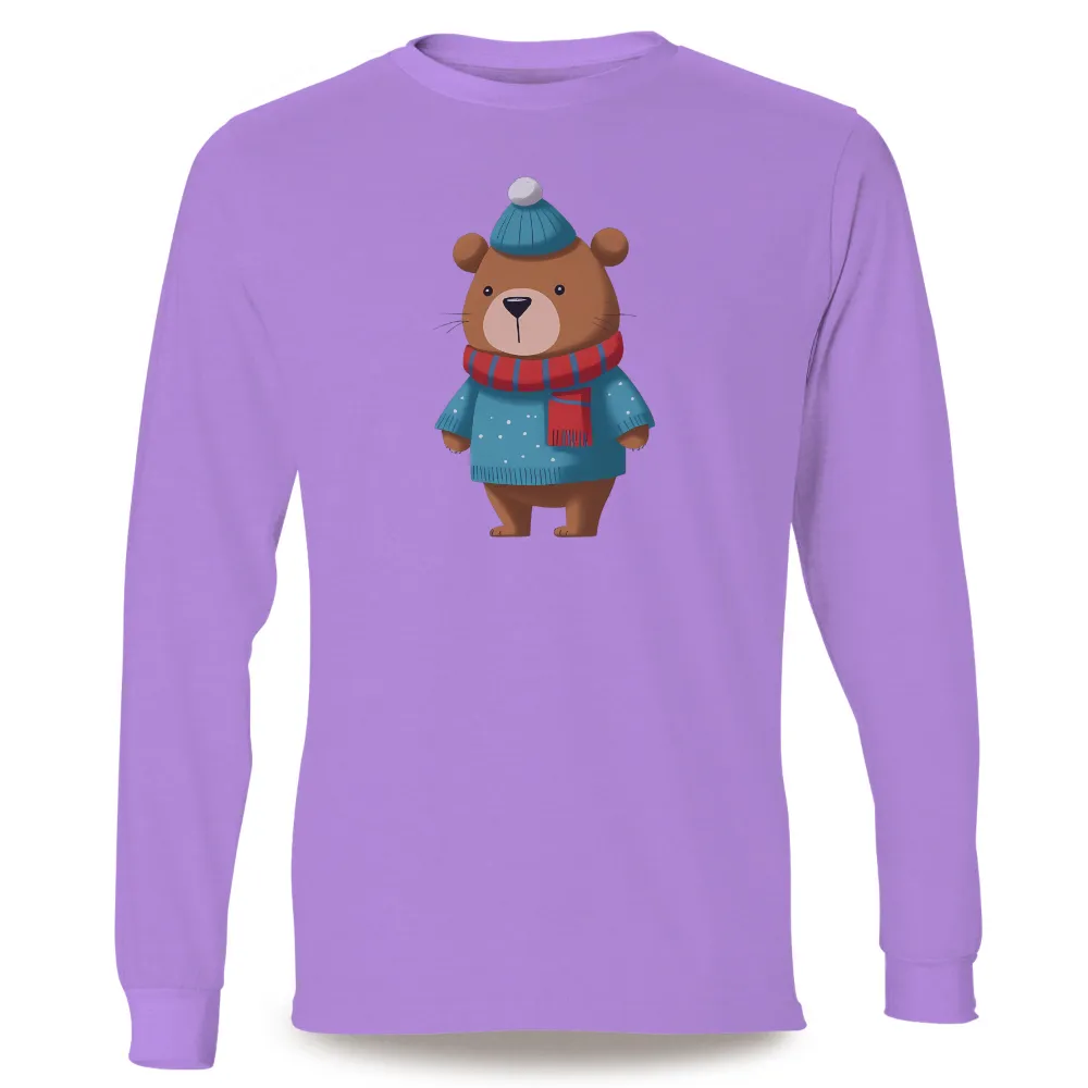 T-Shirts Pattern: Winter Bear in Cozy Outfit|winter bear shirt