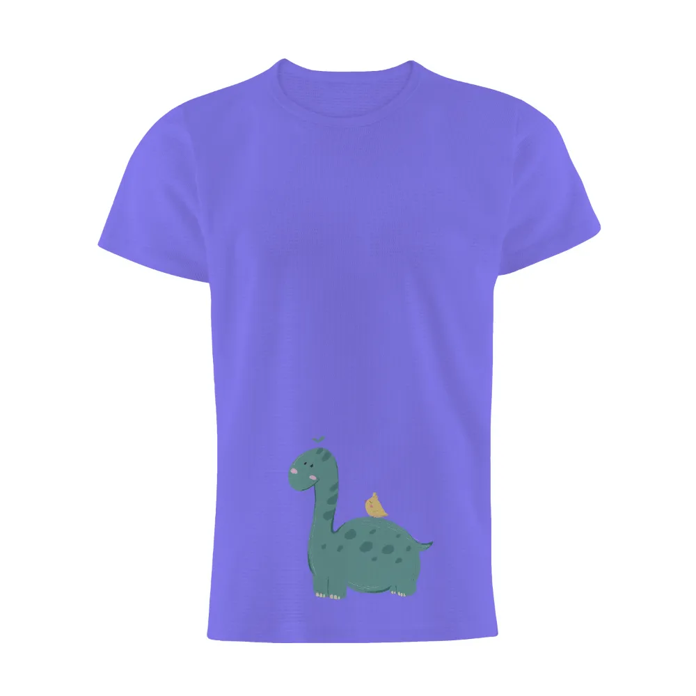 Custom Tee Shirts: Dinosaur and Bird Friendship Adventure|uv protection long sleeve crew neck