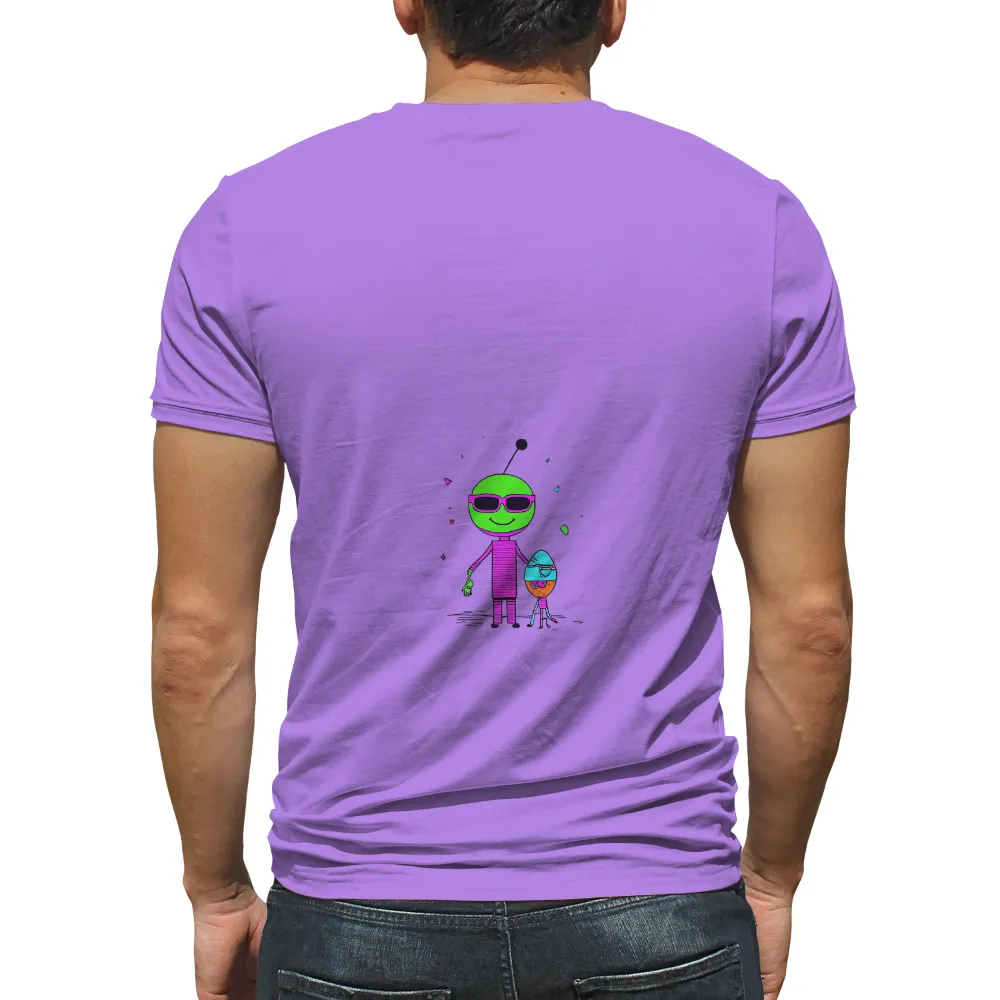 Shirts Graphic Tees: Whimsical Alien Friendship - Neon Adventures|neon genesis evangelion weezer shirt