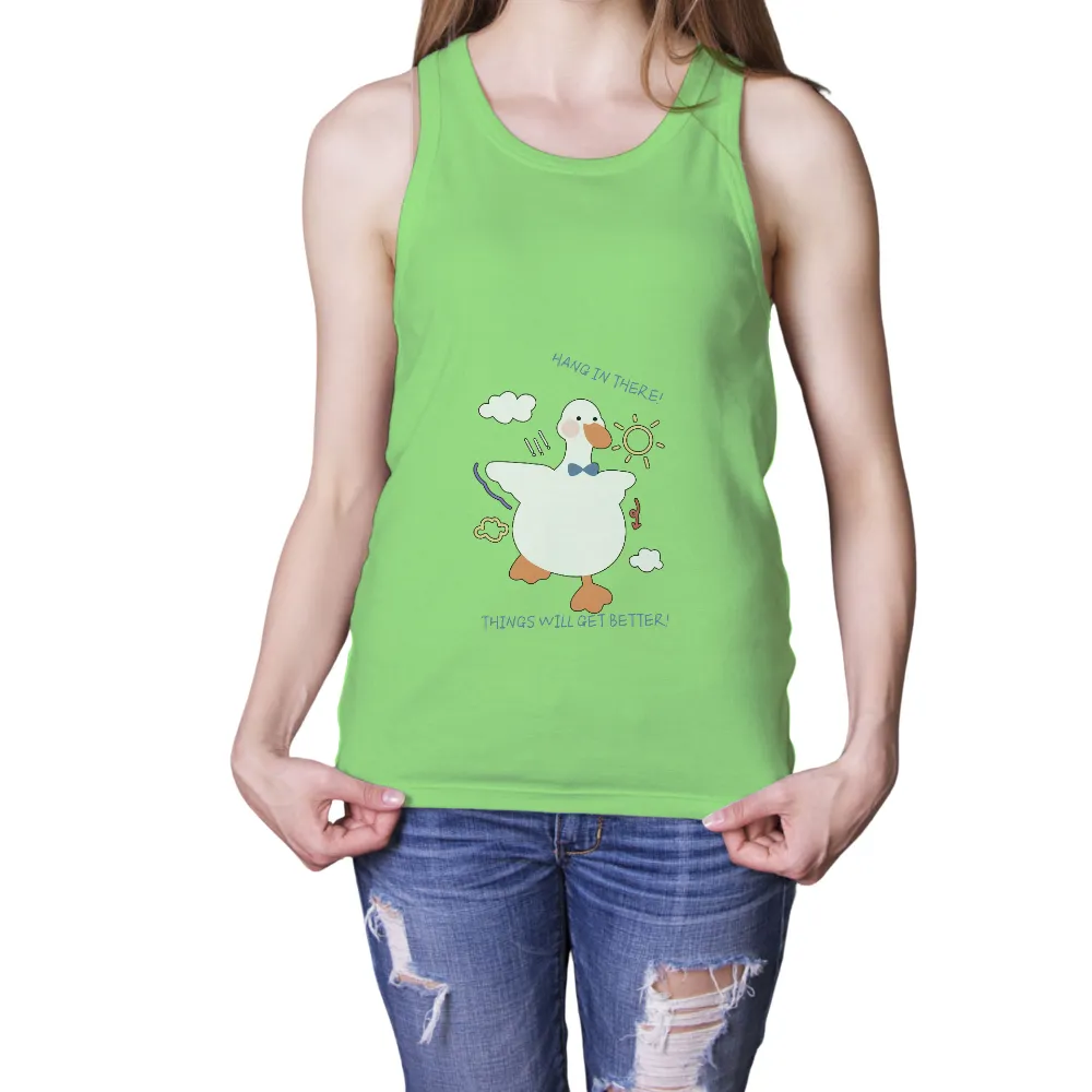 Graphic Tees: Hang in There - Cute Goose of Hope|grey shirt cartoon