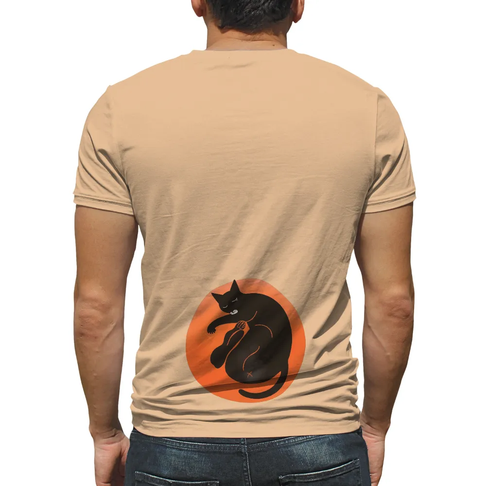 Tee Shirt Printing: Luna's Warm Embrace - Artistic Cat Design|men's apt 9 untucked comfort knit button down shirt