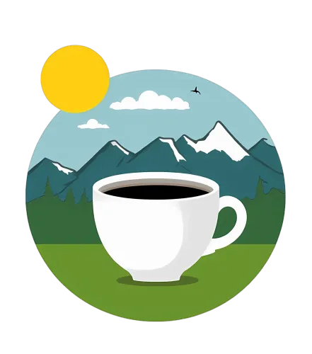 Graphic Tees: Morning Reflections - Coffee Cup & Mountains