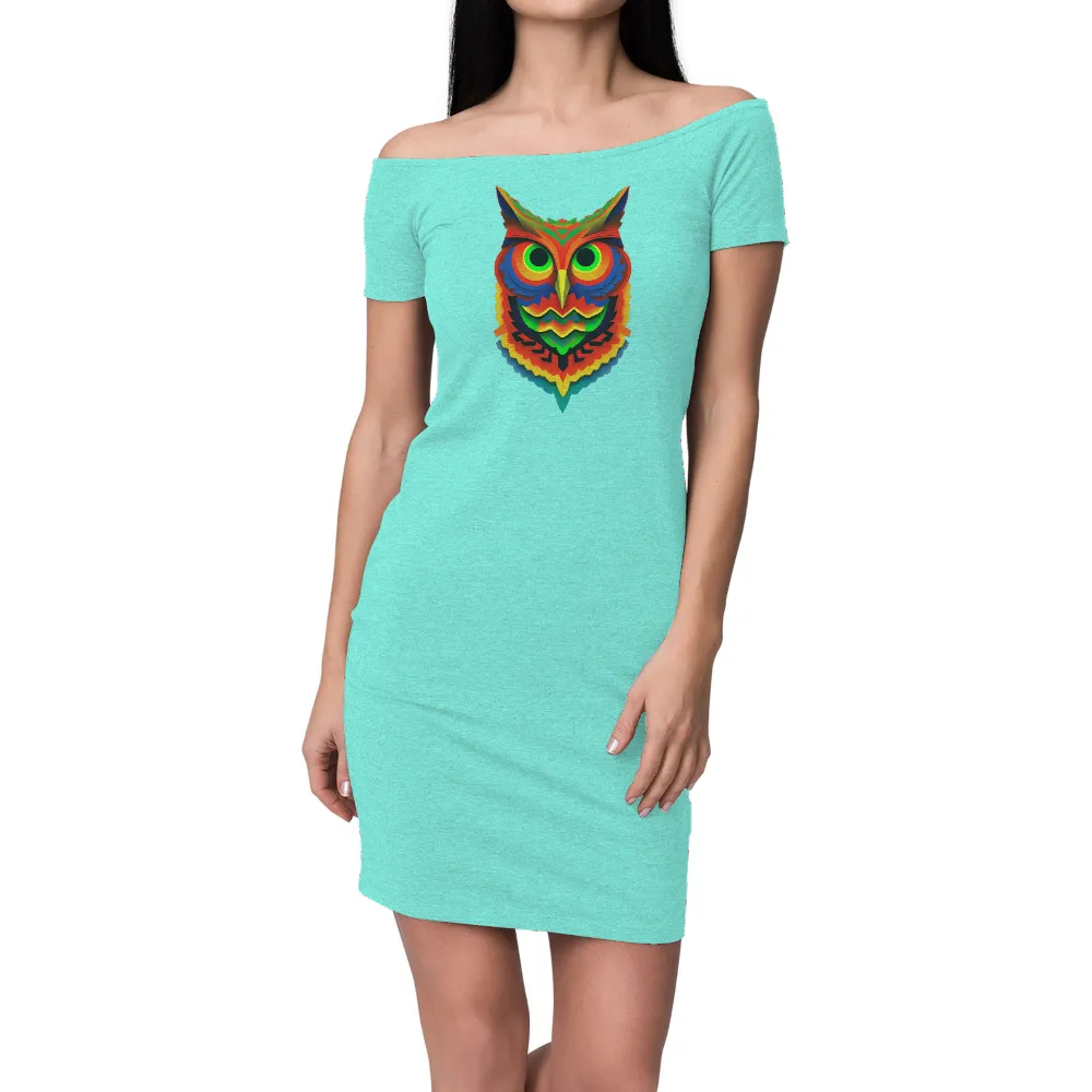 Customized Tee Shirts: Vibrant Owl Wisdom - Artistic Designs|colorful graffiti