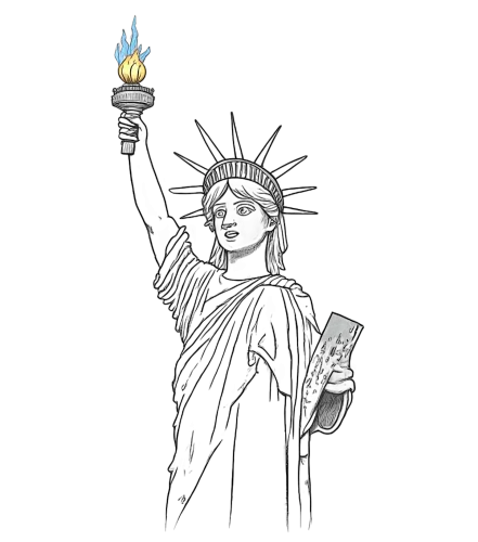 T-Shirt Printing: Modern Art Statue of Liberty with Vibrant Flames