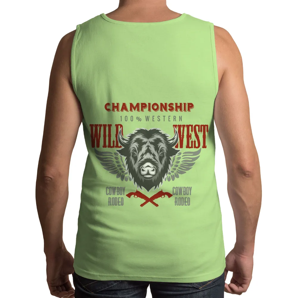 Tee Shirt Printing: Championship 100% Western Cowboy Rodeo Bison Design|adventure time dancing with monsters shirt