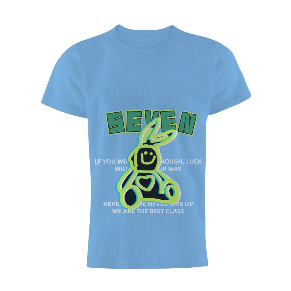 TShirt Design: Cheerful Green Bunny with Heart - SEVEN|music art love happiness t shirt