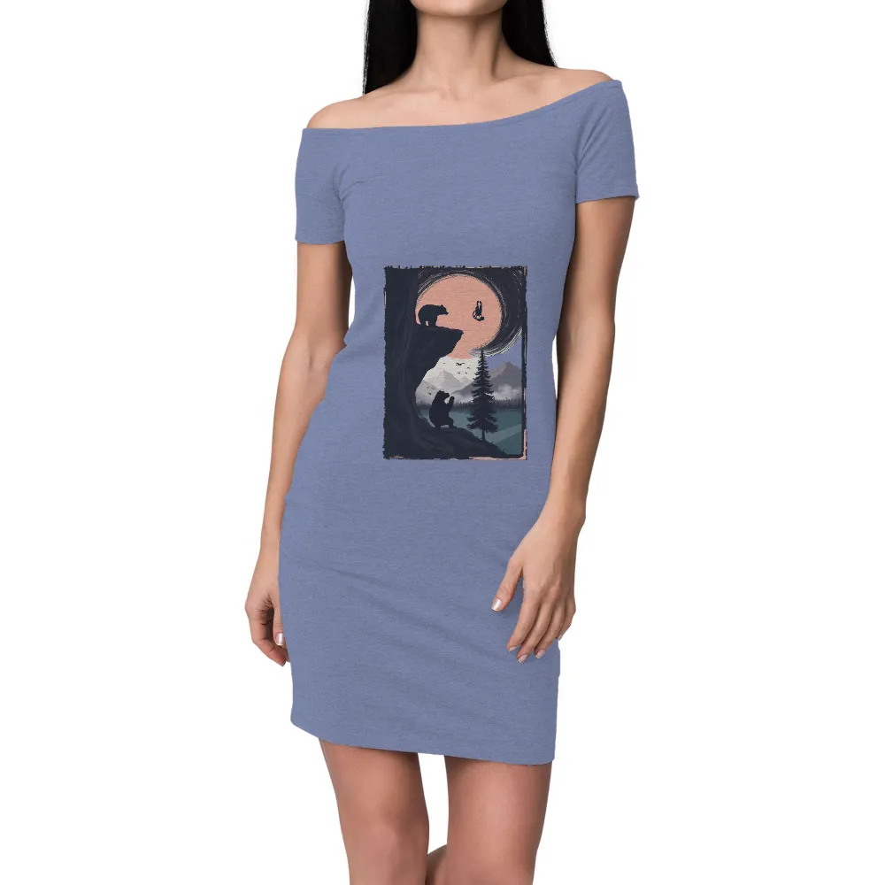 TShirt Design: Bears and Moon - Explore the Surreal Landscape|surreal hawaii shirt