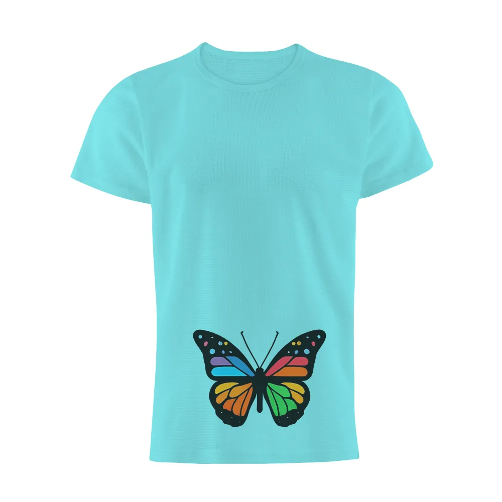 TShirt Design: Aurora's Rainbow Wings - Artistic Butterfly|lucky brand butterfly t shirt