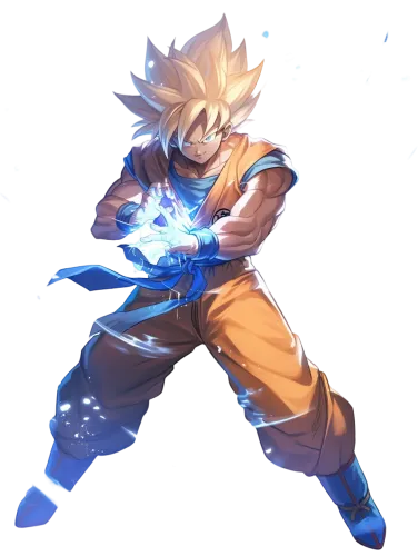 Goku charging energy with blue pants - goku blue pants