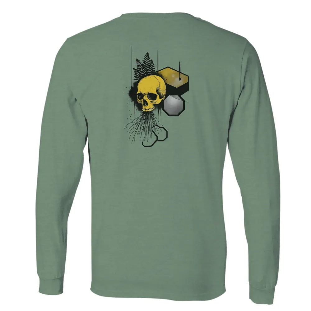 Tee Shirt Printing: Yellow Skull with Ferns - Artistic Design|nba black history month t shirts 2022